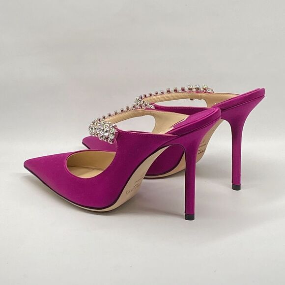 Jimmy Choo Bing 100 Satin Mules With Crystal Strap size 37 - Picture 9 of 13